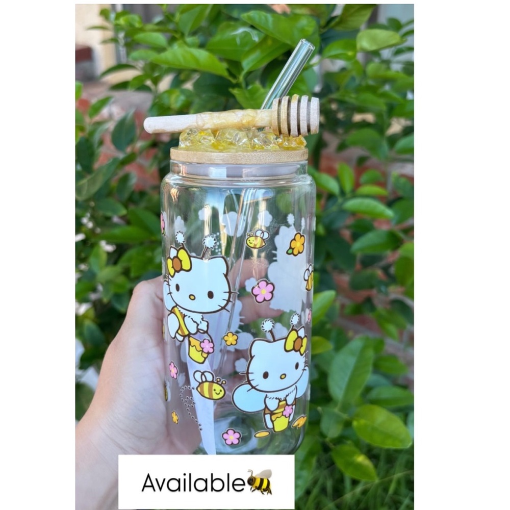 Bumble bee  kitty 16oz Glass Cup